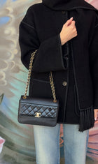 Chanel Black Calfskin and Patent Medium Chain Medium Flap Bag
