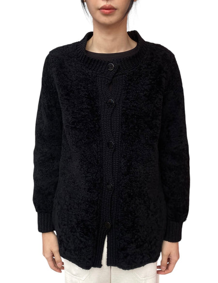 M Missoni Black Shearling Cardigan - 40 / US 6