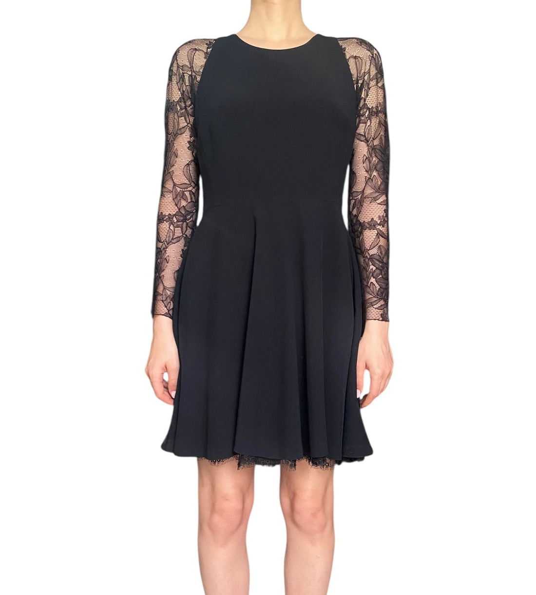 Giambattista Valli Black Lace Sleeve Dress - 44 / US 6