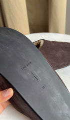 The Row Hudson Dark Brown Suede Shearling Slipper Shoes - 37.5 (fits like 7)