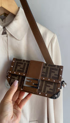 Fendi Brown Zucca Baguette 1974 Mini Trunk Bag