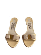 Ferragamo Beige Bow Logo Mules.