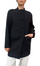 Prada Black Wool Button Coat - 42 / US 6