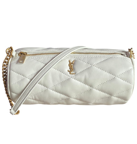 Saint Laurent Ivory Quilted Lambskin Mini Sade Tube Bag