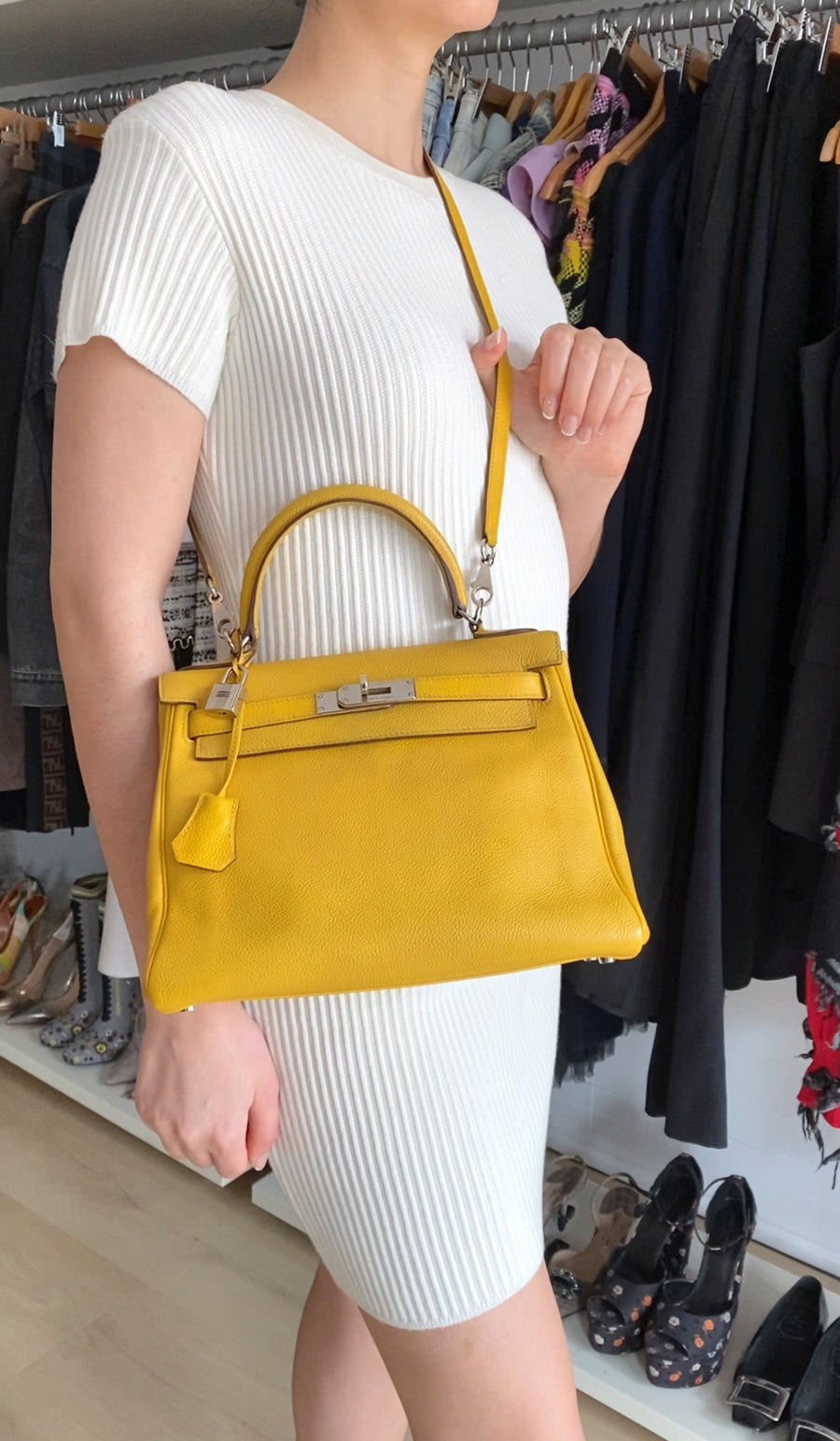 Hermes Kelly 28 Togo Jaune Ambre PHW Bag