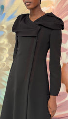 Giorgio Armani Black Wool Cowl Neck Grosgrain Trim Opera Coat - 42
