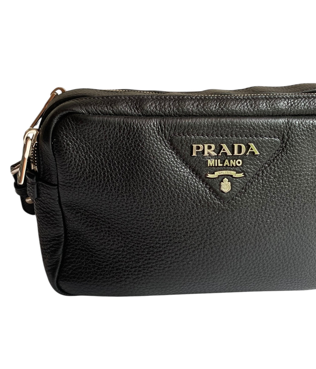 Prada Black Daino Leather Crossbody Camera Bag