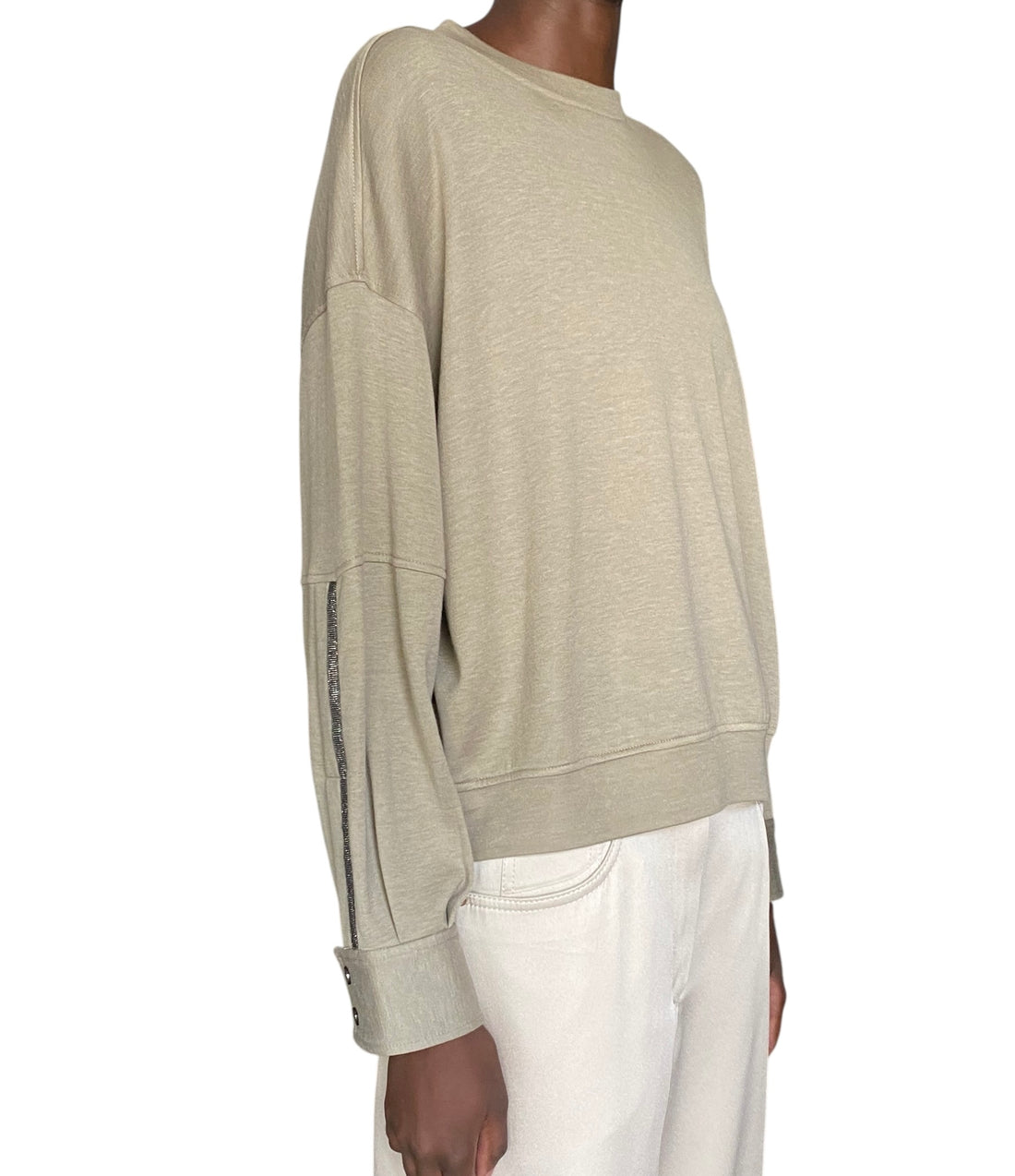 Brunello Cucinelli Beige Monili Sleeve Sweater - S