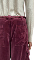 Giorgio Armani Burgundy Velvet Cargo Trousers - 42 / US 6