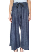 Brunello Cucinelli Dark Blue Wide Leg Denim Drawstring Trousers - M / US 8