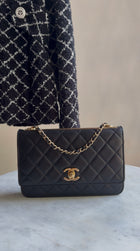 Chanel Black GHW Quilted Lambskin Trendy Wallet on Chain
