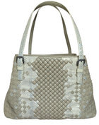 Bottega Taupe Snakeskin Nappa Intrecciato Medium Cesta Tote