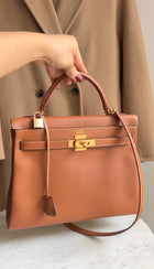 Hermes Gold Vintage 1996 Kelly 32 Courchevel Gold GHW