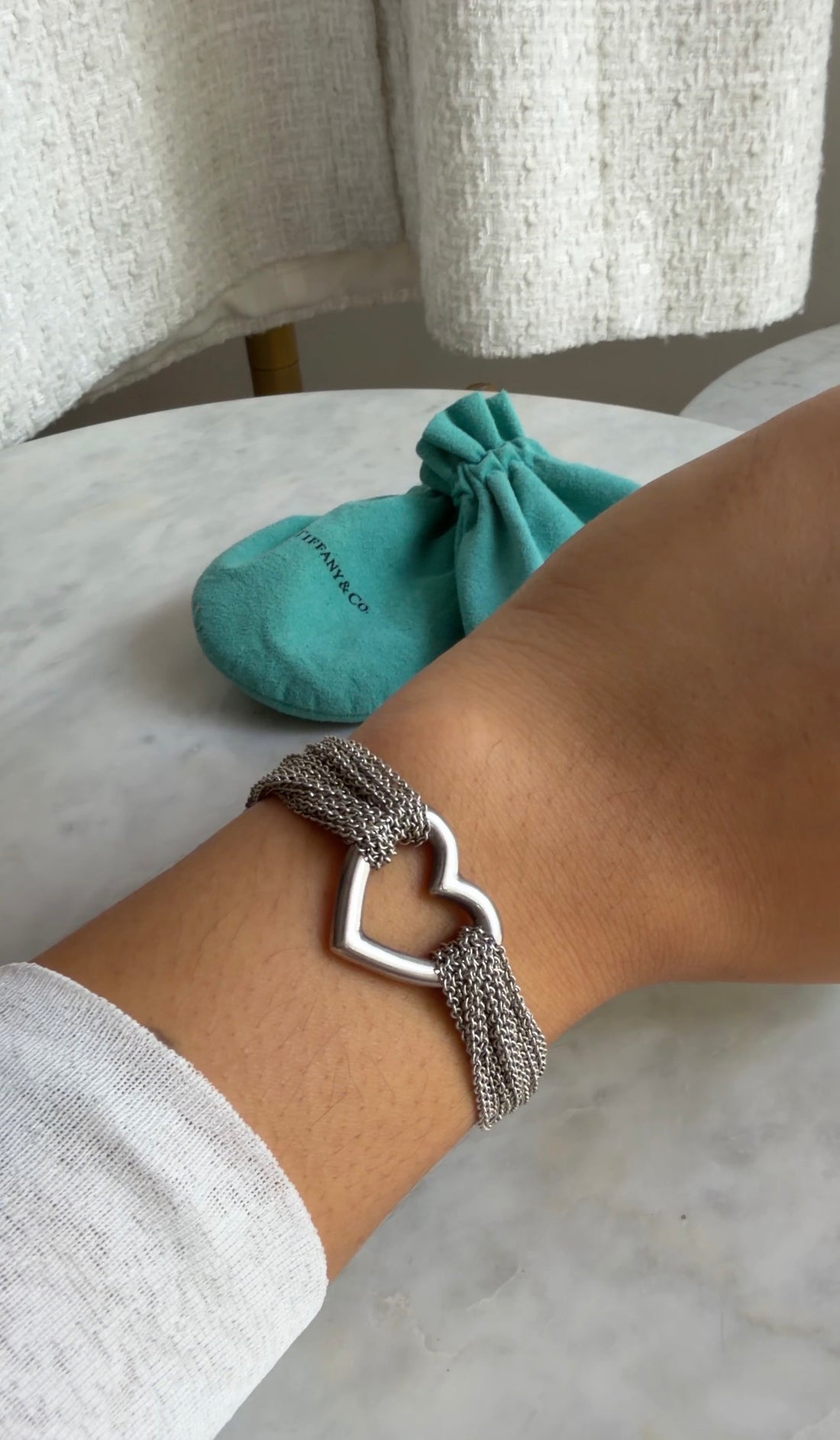 Tiffany  Co. Silver Sterling Silver Toggle Heart Multi Chain Bracelet