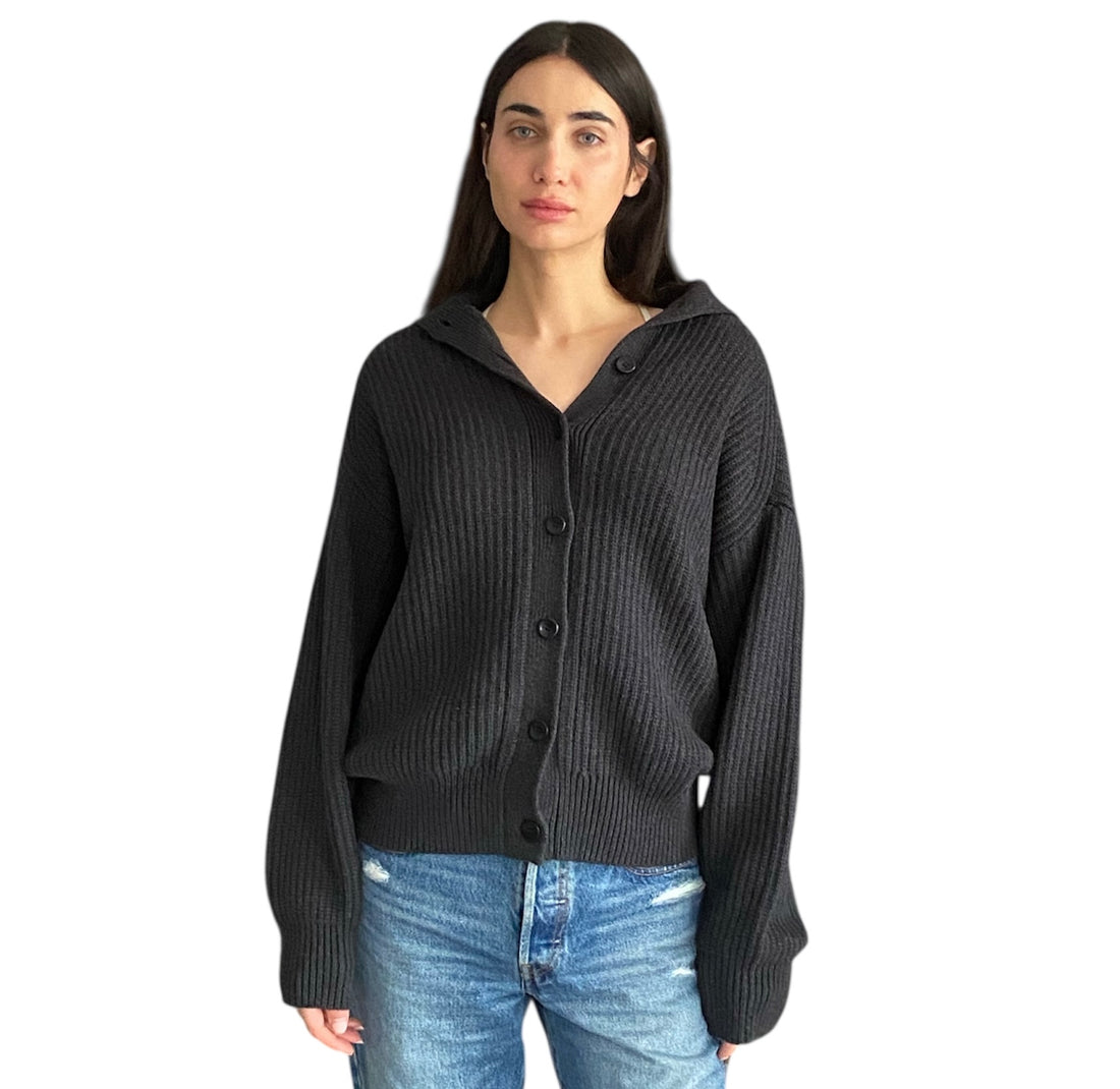 Proenza Schouler Grey Knit Ribbed Cardigan - S