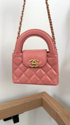 Chanel flamingo Pink Nano Kelly Shopping Bag Crossbody Chain
