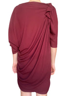 Lanvin 2009 Burgundy Silk Draped Dress - 44 / US 10-12