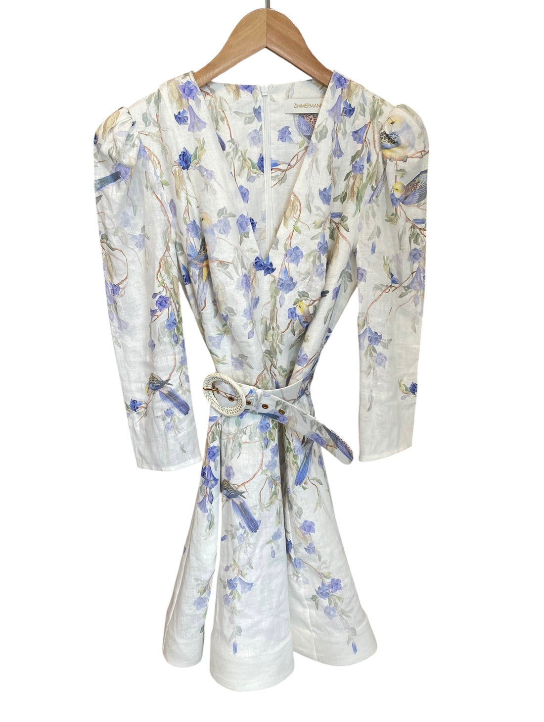 Zimmermann Blue Floral Print Linen Longsleeve Dress - 2 / US 8  I MISS YOU  VINTAGE