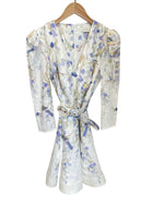 Zimmermann Blue Floral Print Linen Longsleeve Dress - 2 / US 8