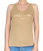 Balmain Beige Logo Tank Top - 38
