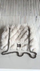 Balenciaga Ivory White Faux Fur Medium Crush Chain Bag