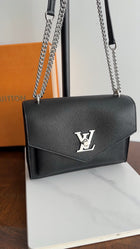 Louis Vuitton Black Leather Mylockme Chain Flap Bag