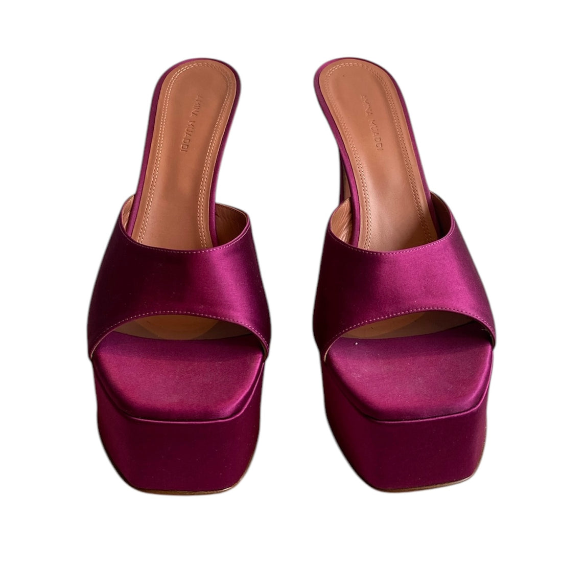 Amina Muaddi Pink Satin Mules - 40