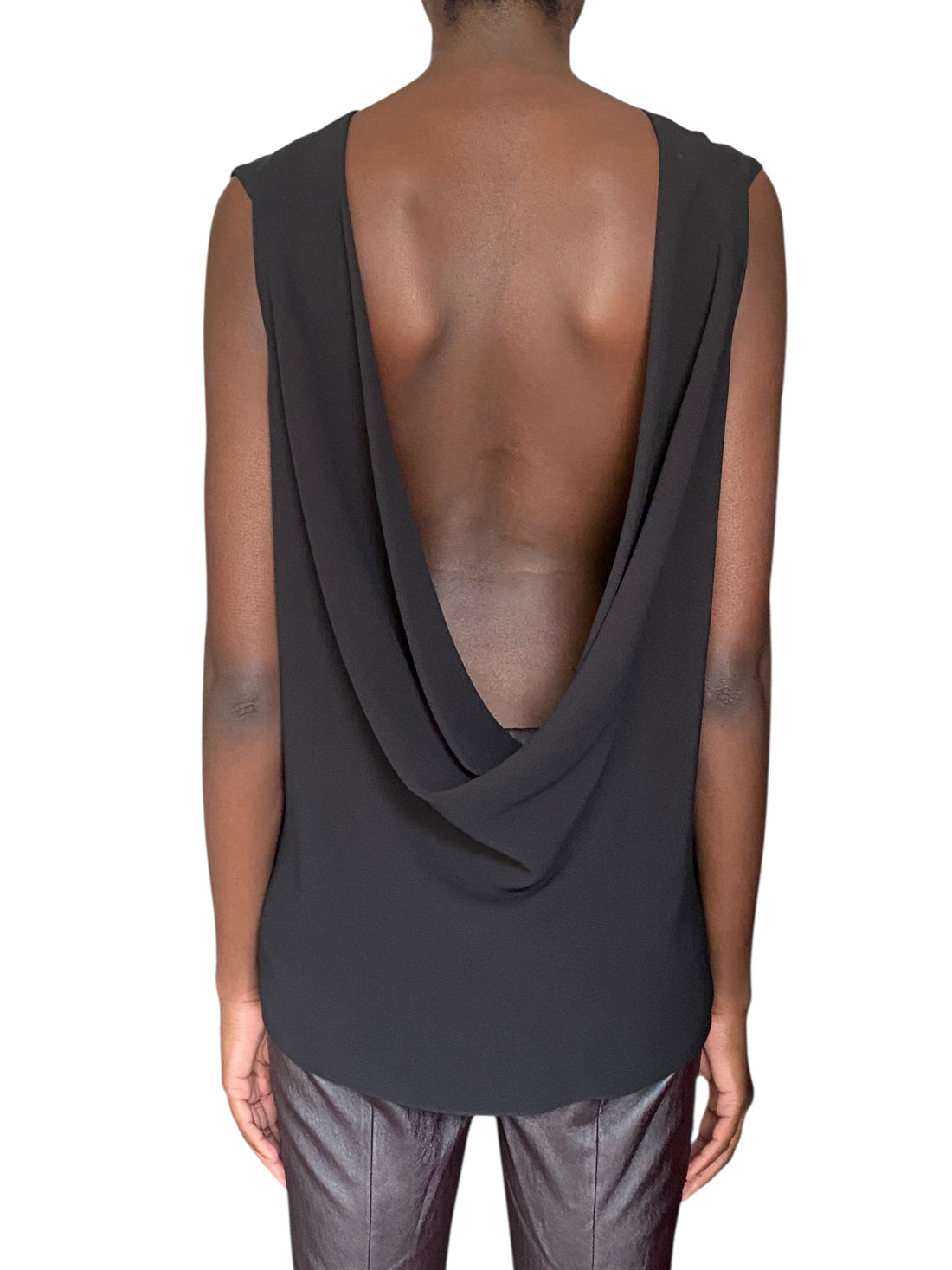 The Row Black Silk Draped Backless Top - L