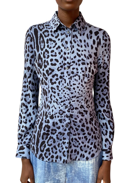 Dolce & Gabbana Leopard Print Silk Shirt - 40