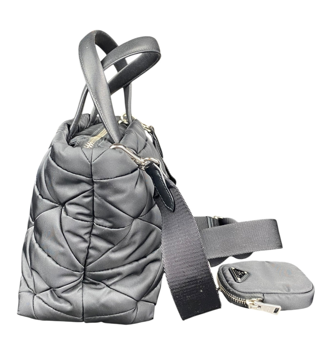 Prada Black Small Re-Nylon Padded Crossbody Tote Bag