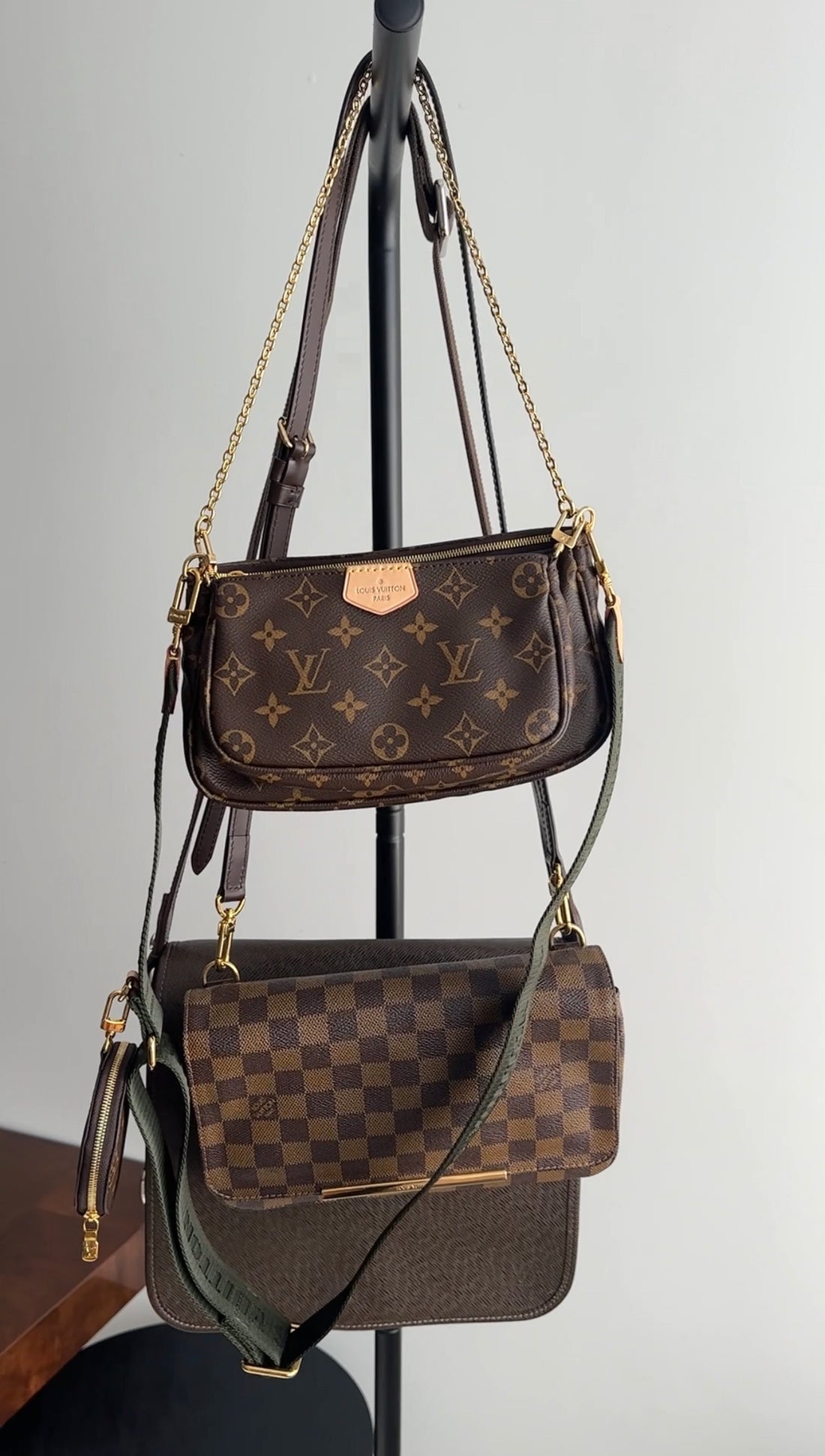 Louis Vuitton Monogram Multi Pochette with Dark Green Strap