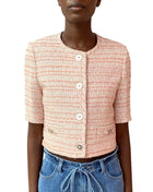 Versace Pink Cropped Tweed Jacket - 40
