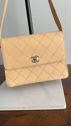 Chanel Vintage 1997 Beige Stitch Shoulder Flap Bag