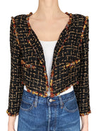 Chanel Cruise 2011 Black & Orange Multicolour Tweed Cropped Cardigan - FR 42 / US 8