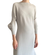 Issey Miyake Grey Knit Ribbed Sweater Maxi Dress - JP 2