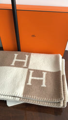 Hermes Avalon Baby Blanket Noisette / Blanc