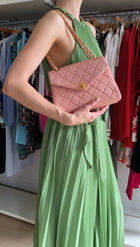 Chanel Vintage 1996 Pink Quilted Leather Medium Envelope Chain Flap Bag
