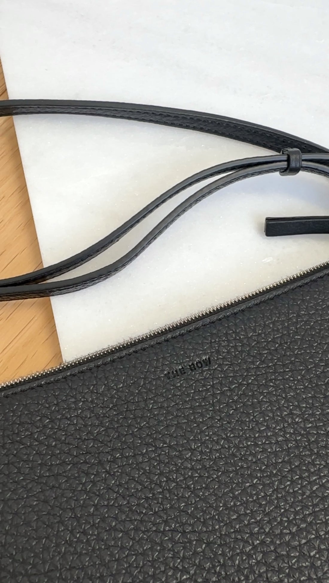 The Row Black Grained Leather Nu Twin Crossbody Bag