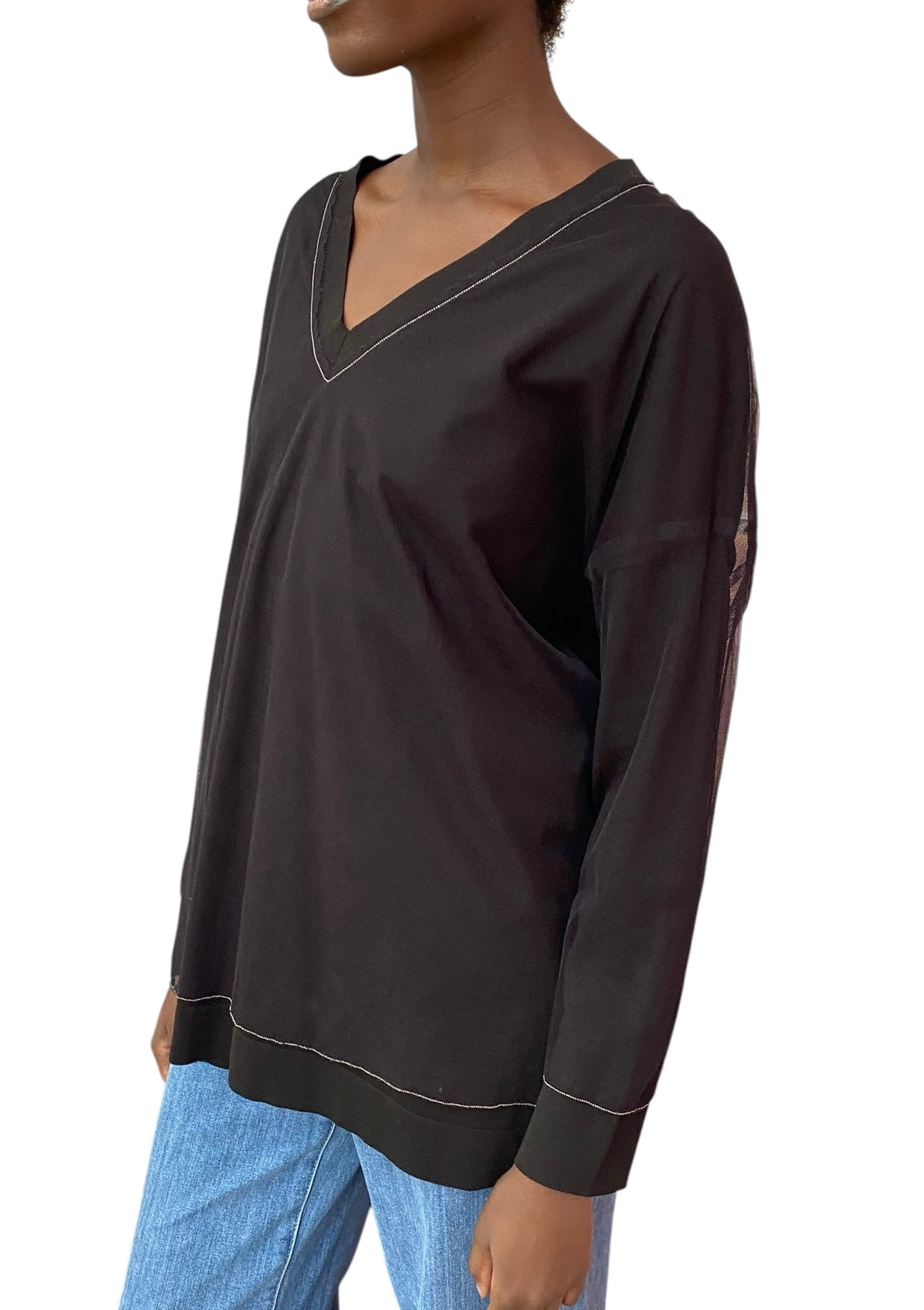 Fabiana Fillipi Black Mesh Overlay Sweater - XXL
