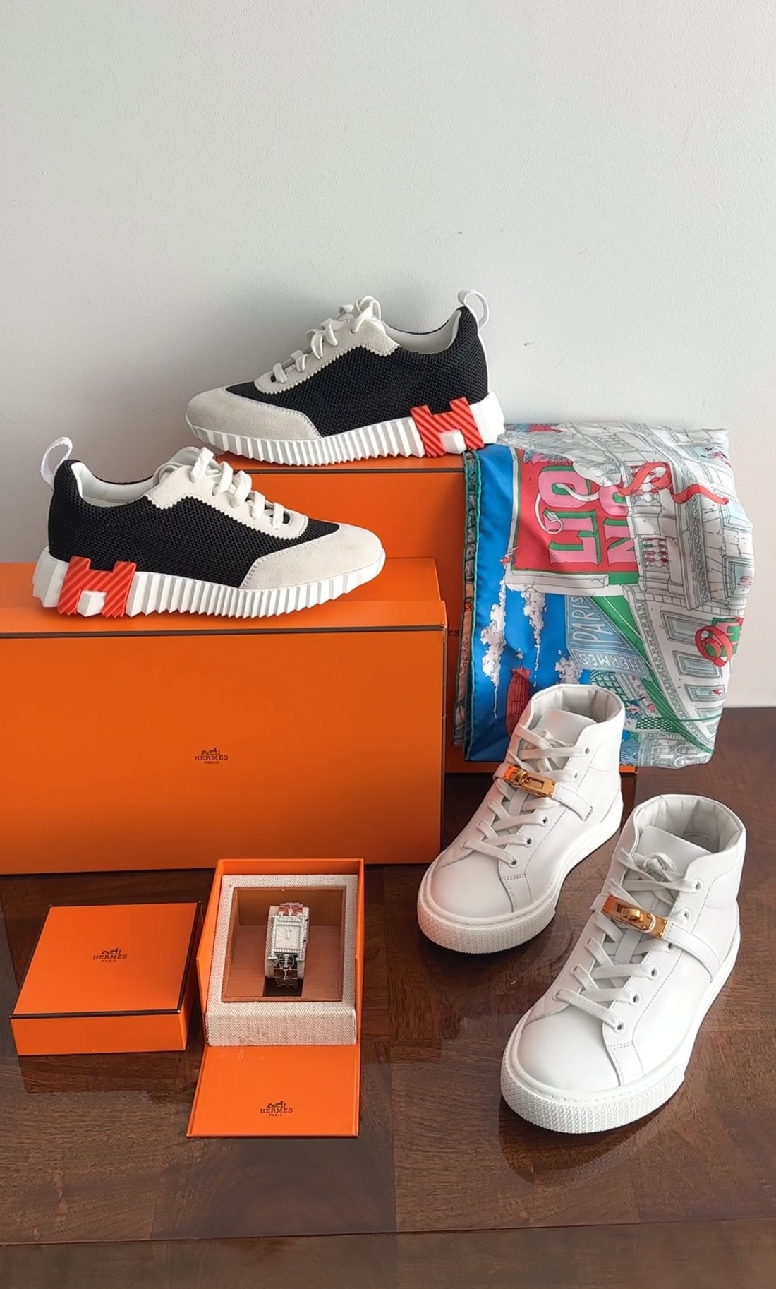 Hermes Black and Orange Bouncing Sneaker - 36.5 / 36