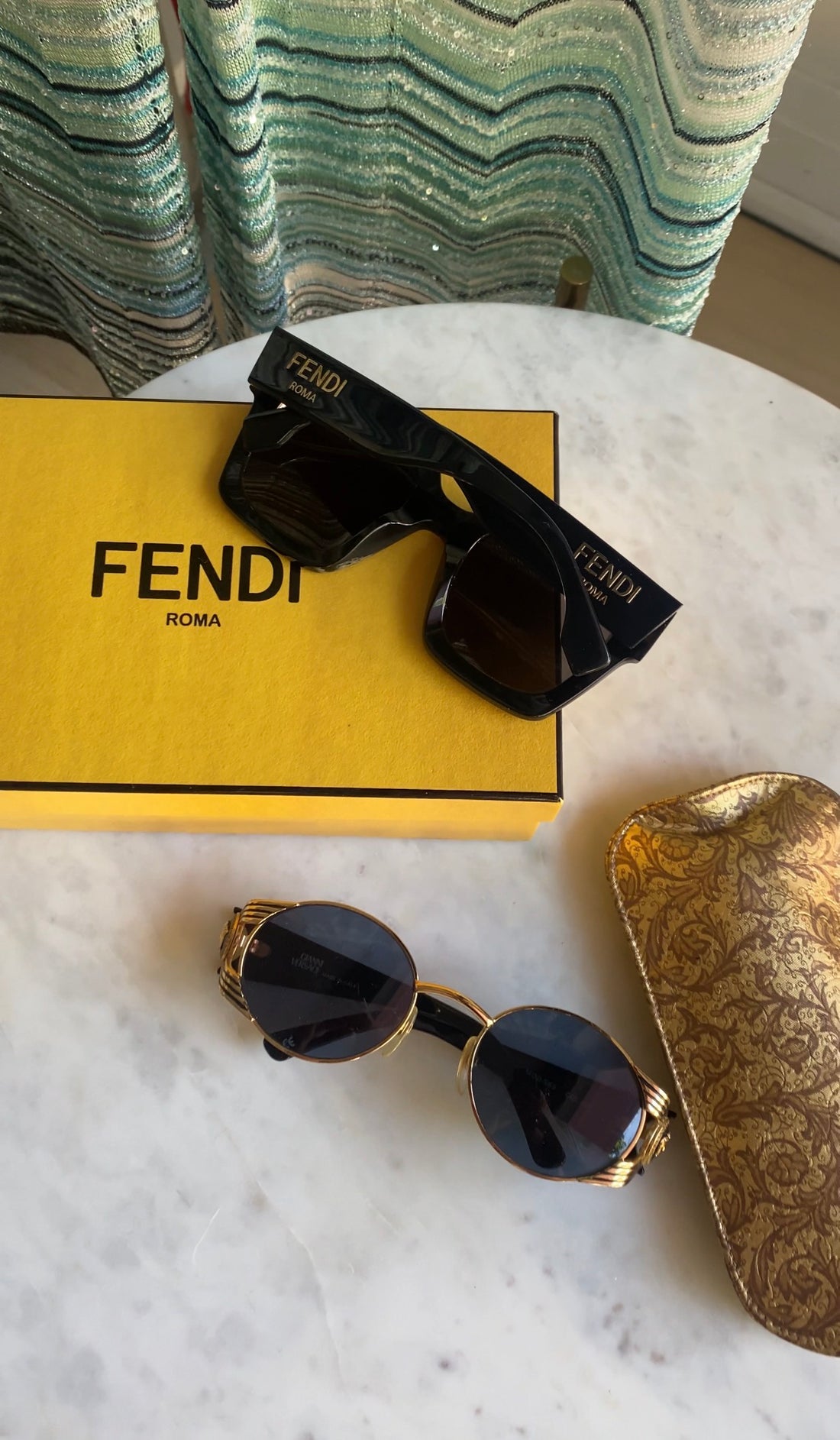 Fendi Black Large Square Acetate Sunglasses