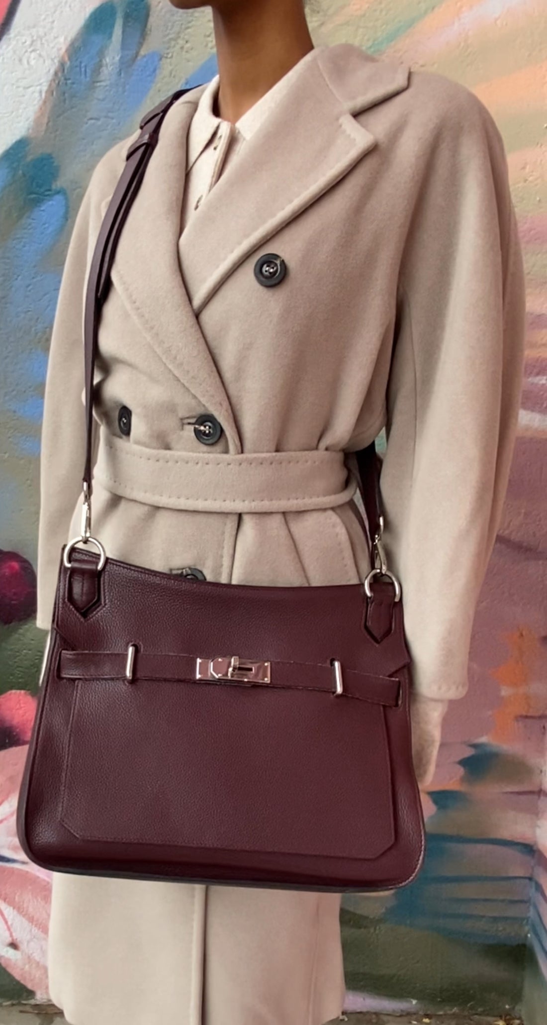 Hermes Jypsiere 34 Togo Prune Crossbody Bag PHW