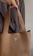Prada Tan Brown Vitello Daino Leather Tote