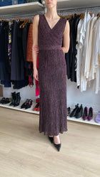 Missoni Purple Metallic Pleated Sleeveless Gown - 38 / US 4