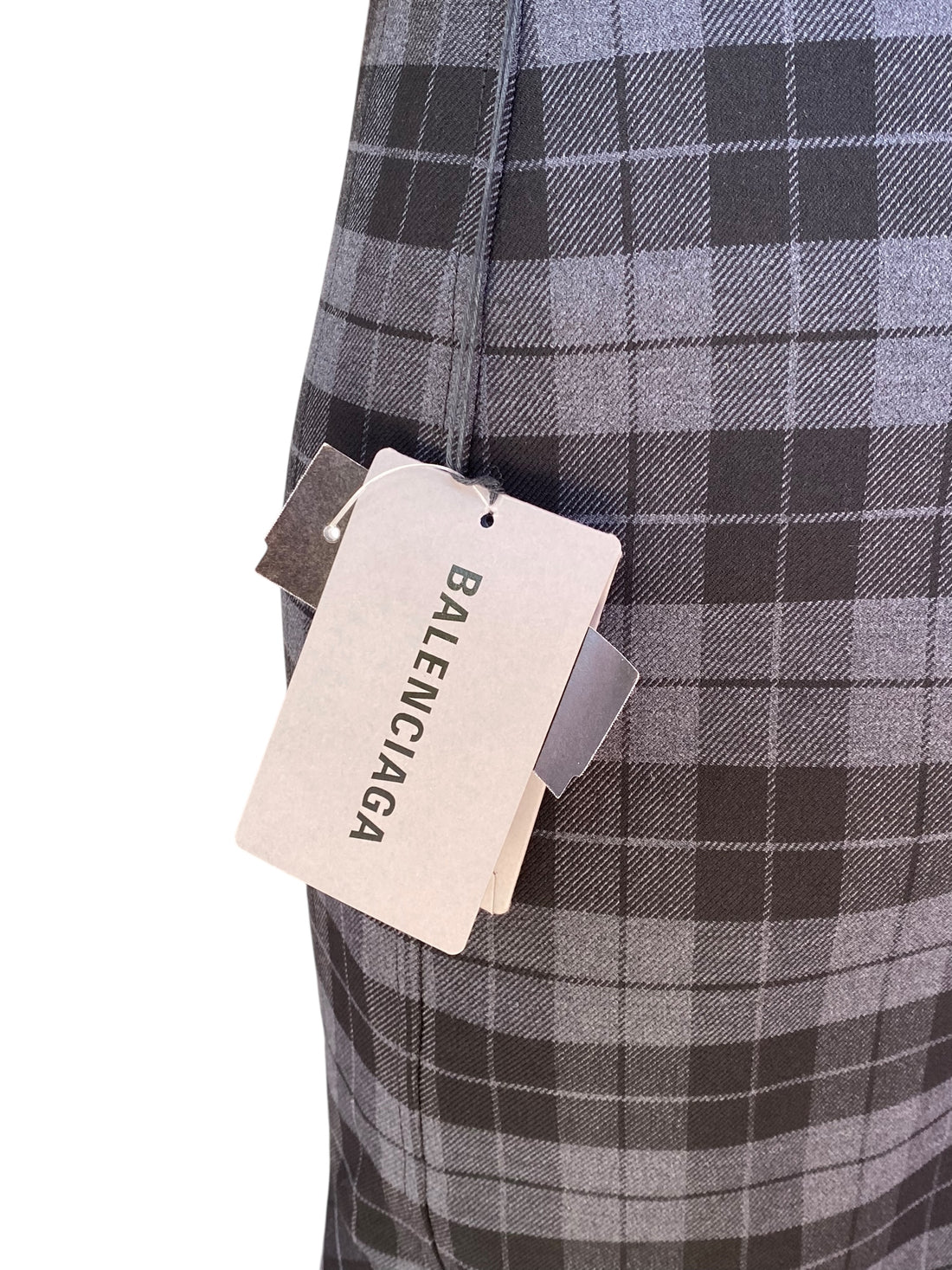 Balenciaga Grey Check Wool Blend Skirt - 38 / US 2