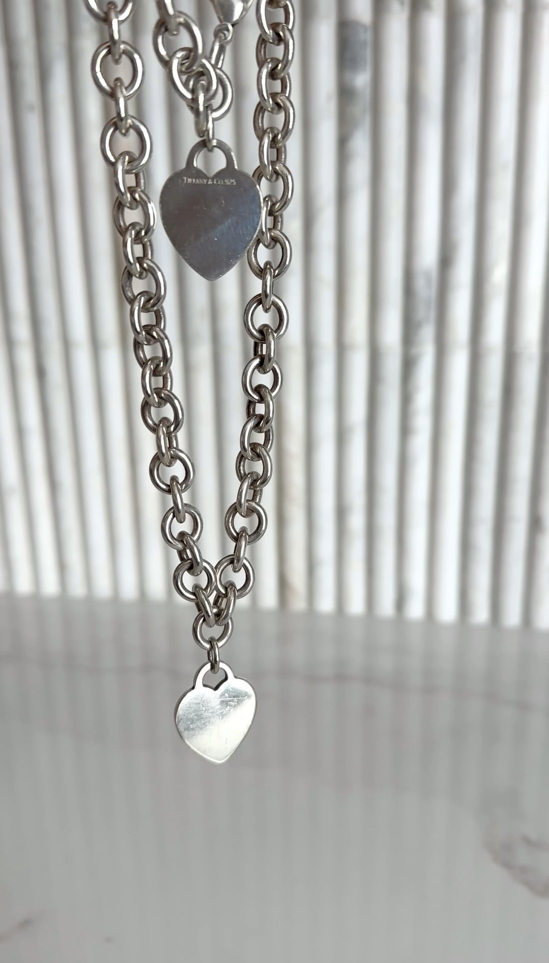 Tiffany & Co. Sterling Silver Plain Heart Tag Link Necklace