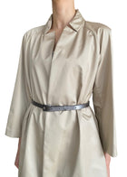 Giorgio Armani Beige Belted Silk-Blend Rain Jacket - IT 44 / US 8-10