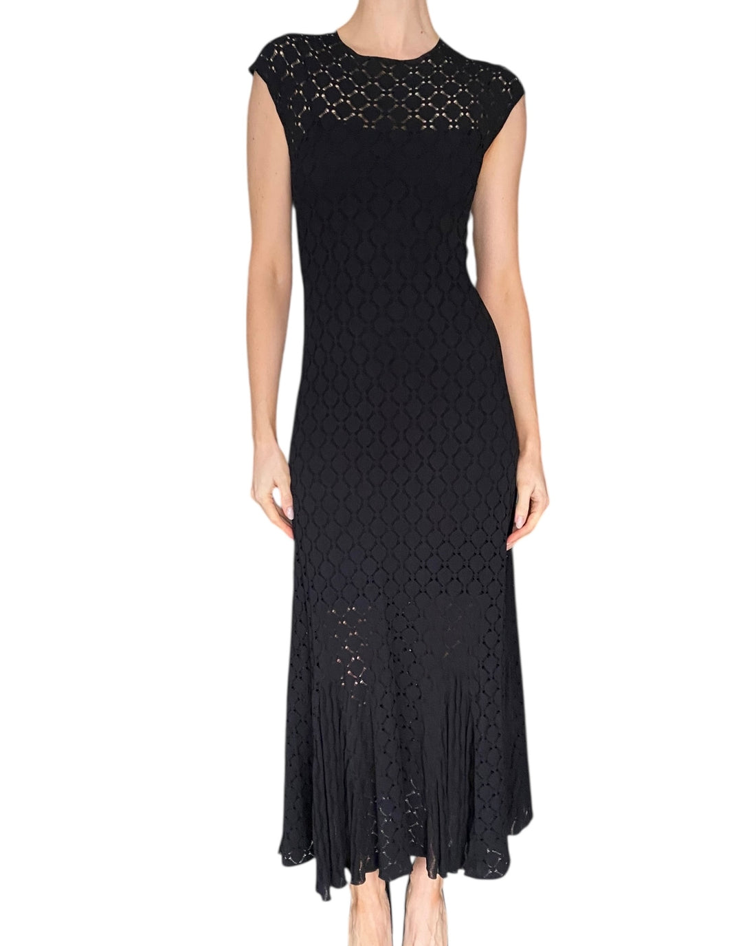 Lanvin Black Lace Effect Knit Gown - XS / US 2