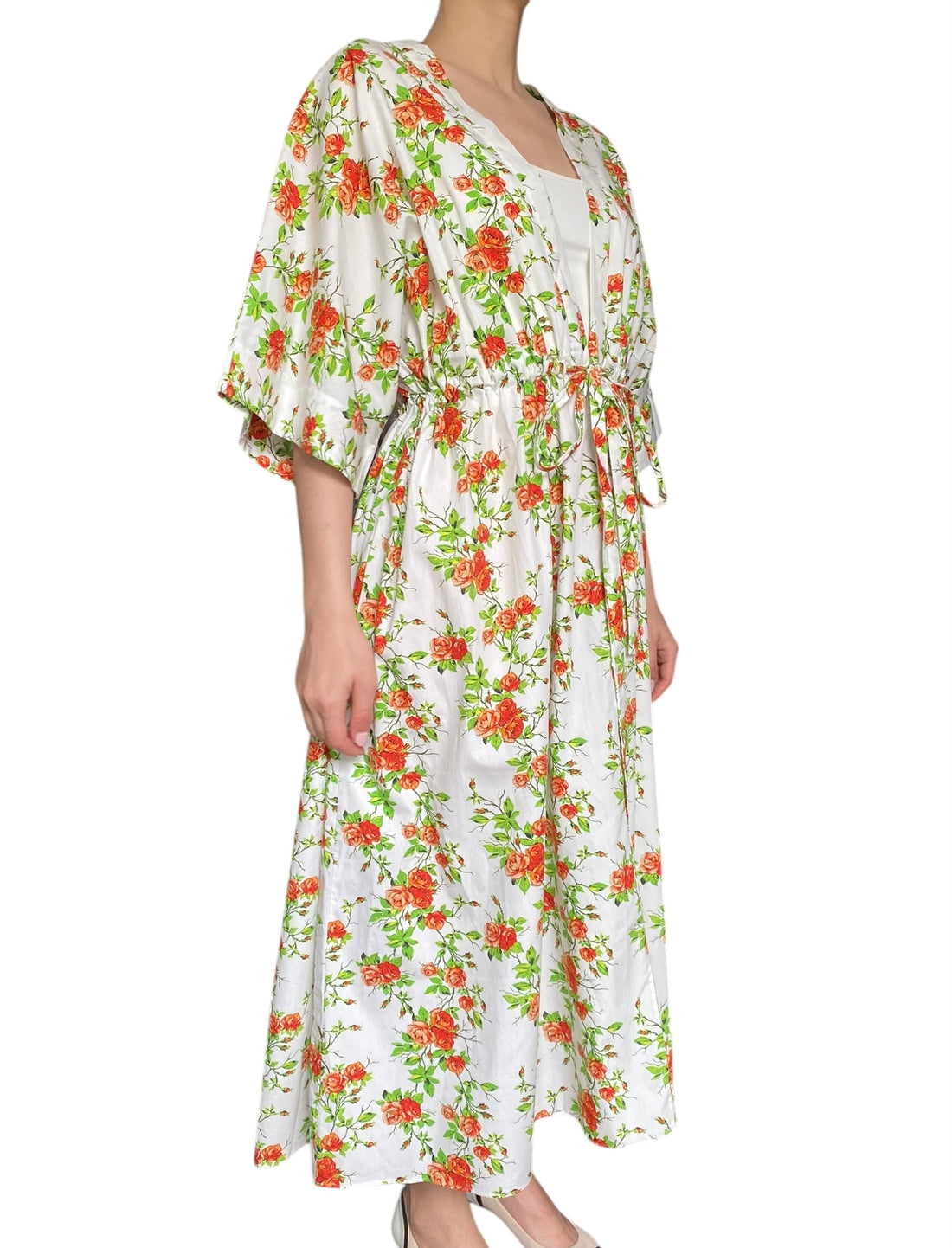 Emilia Wickstead Orange Floral Zarina Long Kaftan Dress - L