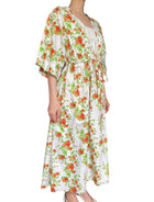 Emilia Wickstead Orange Floral Zarina Long Kaftan Dress - L